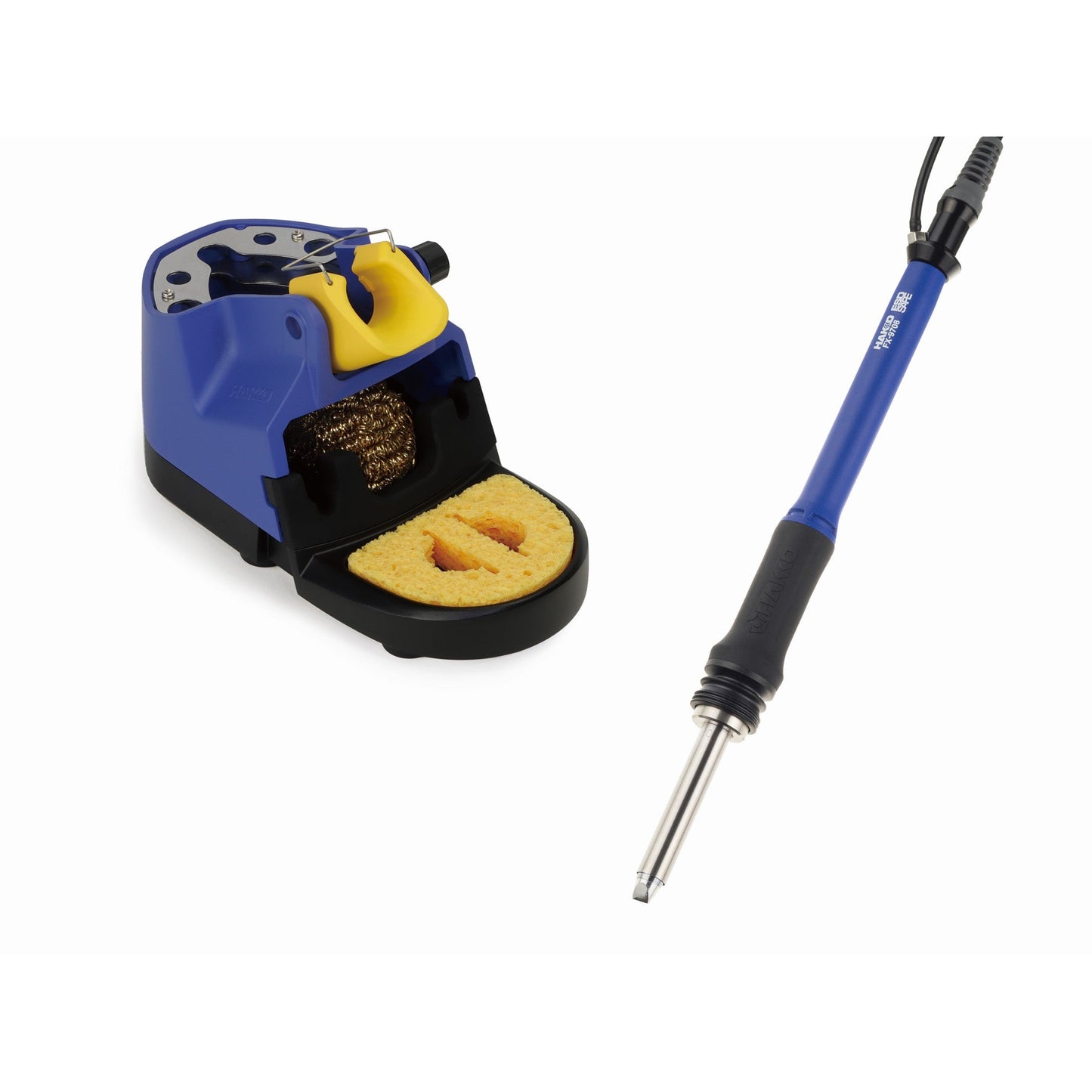 Hakko soldering iron FX970-82 conversion kit heavy duty included with iron stand and cleaning wire and wet sponge for hand soldering rework process