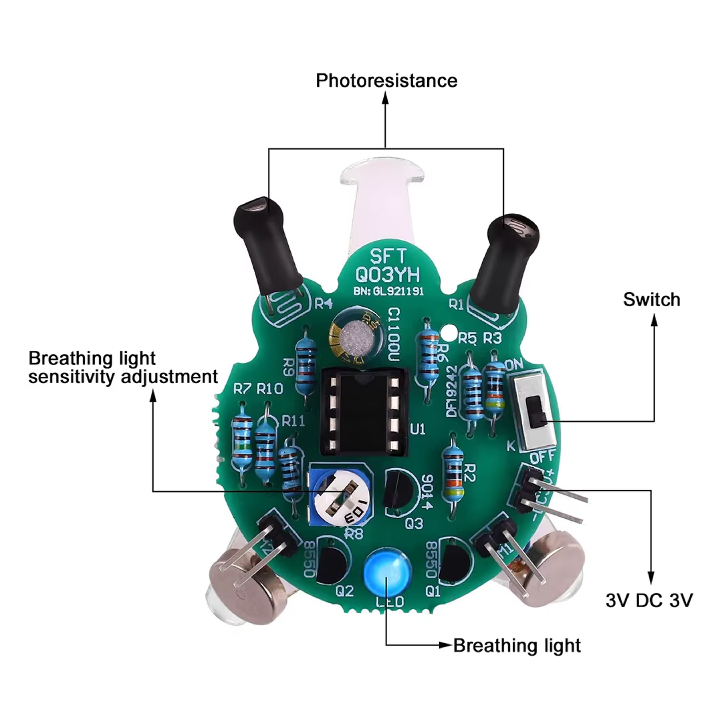 Firefly (Light Sensitive) Solder Kit