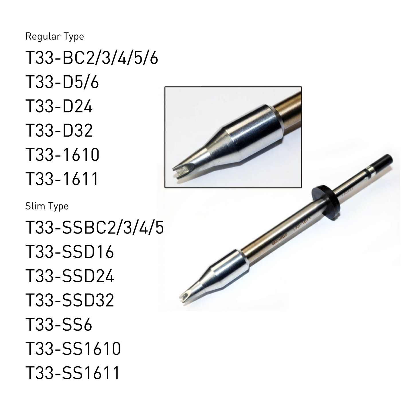 T33 / T33-SS Series Soldering Tips